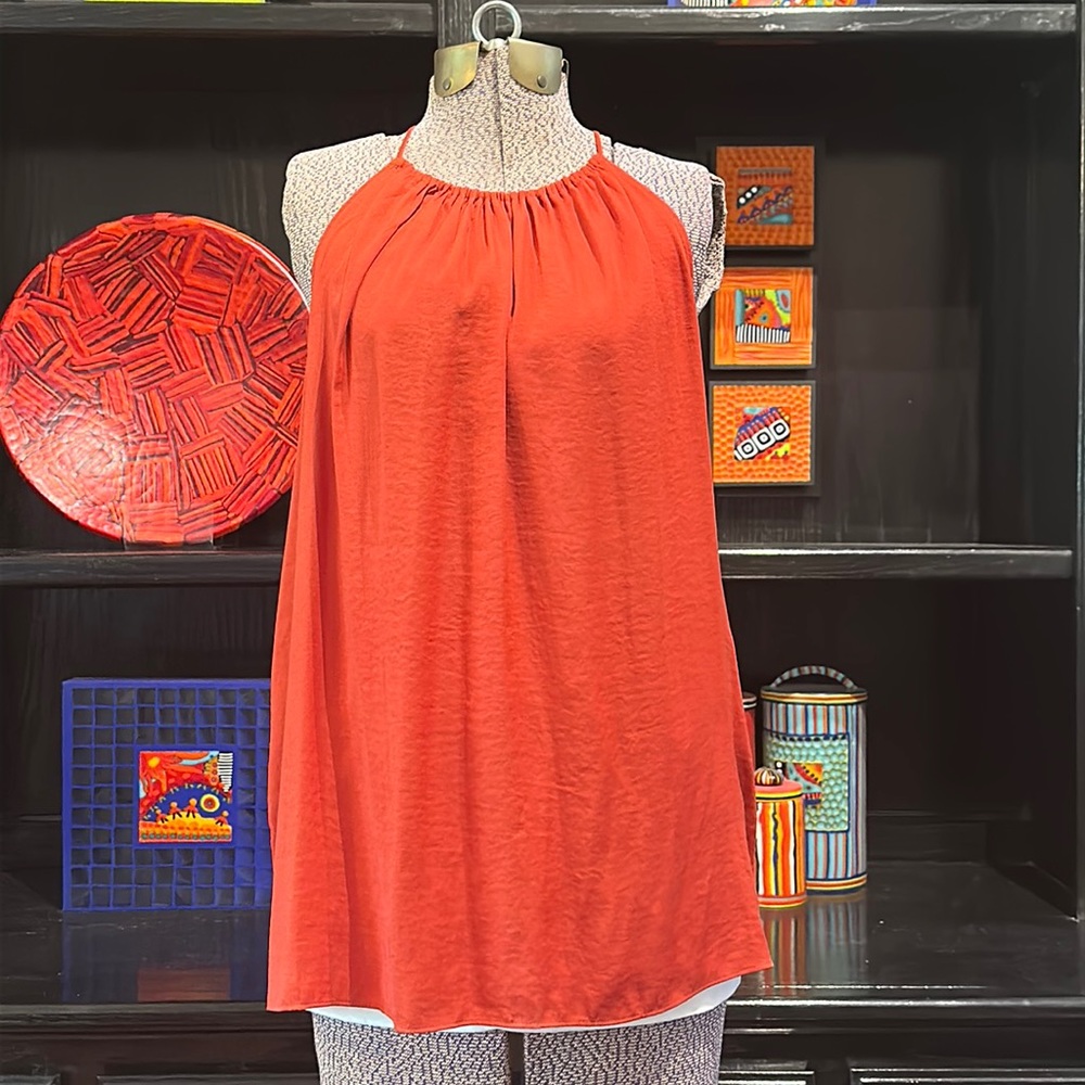 LOFT Halter Neck Racer-Back Burnt Orange-Rust Color Top Size Small